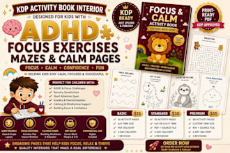 design a kids activity book interior for KDP with puzzles and mazes