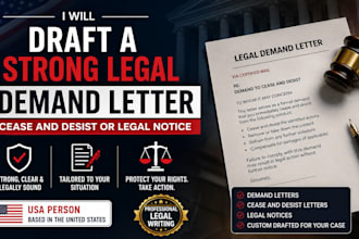 draft a strong legal demand letter, cease and desist or legal notice
