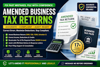 amend your business tax returns with irs compliance, form 1120,1040,w3,990 pfame