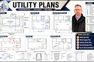 draw utility plans civil mep permit drawings site utility layout