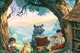 draw children book illustration and storybook cover