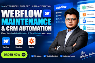 provide webflow maintenance, support and CRM automation