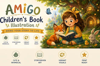 illustrate a cute whimsical childrens story book
