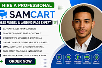 samcart thrivecart sales funnel, landing page, checkout page, online course