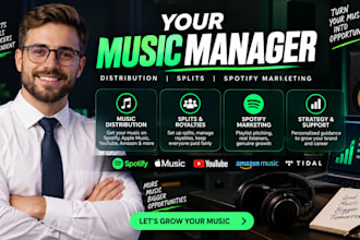 be your music manager and handle distribution, splits, and spotify marketing