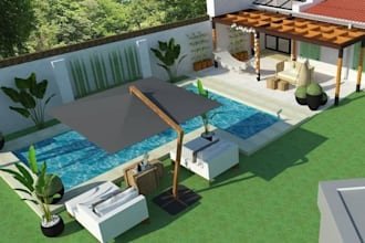 design your pool patio, terrace, outdoor kitchen backyard and garden landscape