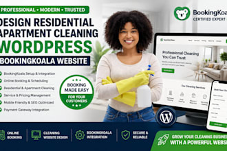 design residential apartment cleaning wordpress bookingkoala website