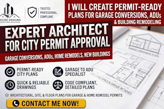 do city permit architect drawing for garage conversion home remodel adu building