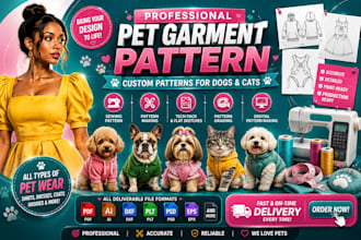 create custom pet clothing sewing pattern grading for dog, cat and tech packs