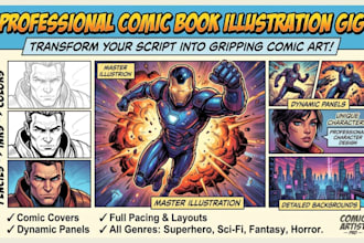 create comic book illustration, comic pages and graphic novel art