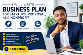 write business plan for startups, proposal, and nonprofit