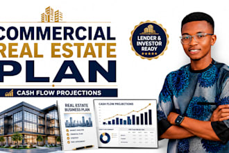 design a commercial real estate business plan with cash flow projections