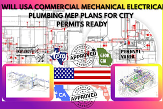 usa commercial mechanical electrical plumbing mep plans for city permits ready