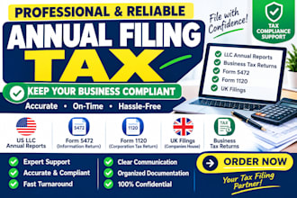 handle US llc annual reports 5472,1120 UK filing and business tax returns