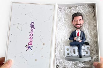 custom 3d bobblehead wedding topper toy design mascot model 3d printable figure