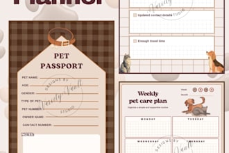 provide pet care planner printable bundle