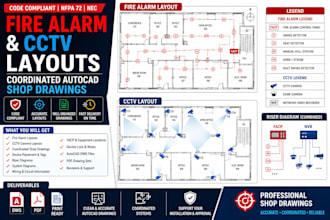 design fire alarm and cctv layouts with coordinated autocad shop drawings