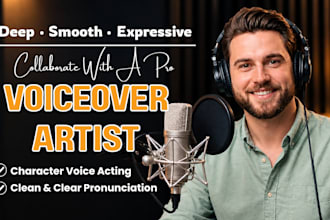 record deep male voice over, voice acting as a voiceover artist and voice actor