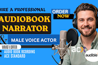 record male voice over for audiobook as a audiobook narrator, voice over acting