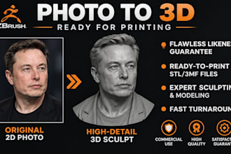 sculpt realistic 3d head bust model from your 2d photo 3d printing stl in zbrush