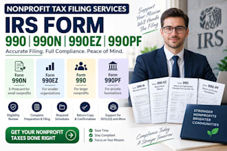 prepare and file nonprofit irs form 990, 990n, 990ez and 990pf returns