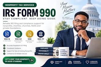prepare and file nonprofit irs form 990, 990n, 990ez, 990pf annual return