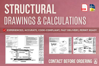 provide structural drawing and calculation for footing, column, beam and slab