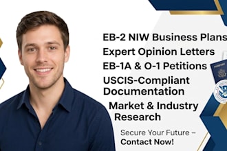 write your eb2 niw business plan and expert opinion letter for eb1a, o1