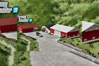 create a realistic farming simulator 25 cattle and livestock farm fs25 fs22 fs19