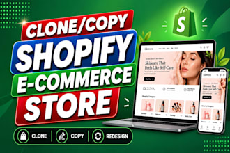 copy, clone, design, redesign shopify store or shopify website