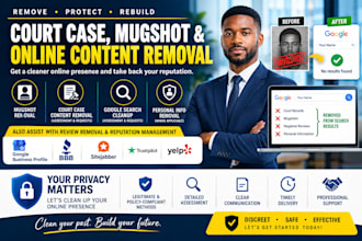 remove court case, negative links google  mugshot and online content removal