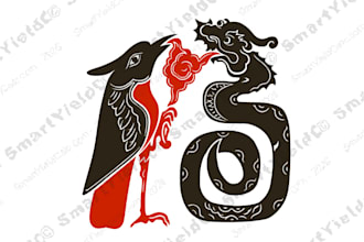 design a fu blessing dragon calligraphy png wall art