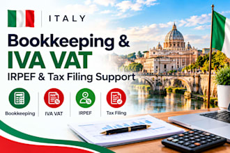 provide italian bookkeeping, iva vat, irpef and tax filing support