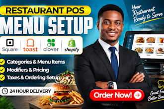 setup restaurant pos menu for square and toast
