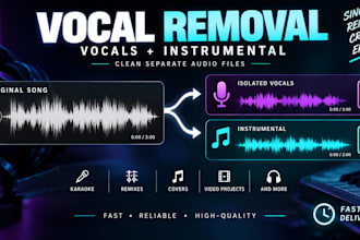 remove vocals from any song, make high quality instrumental