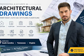 draw permit ready architectural floor plan autocad carolina tennessee virginia