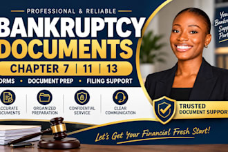 prepare chapter 7 11 13 bankruptcy documents forms and court filing assistance