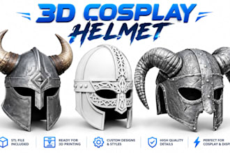 create custom 3d cosplay helmets, stl, printable helmet for 3d printing
