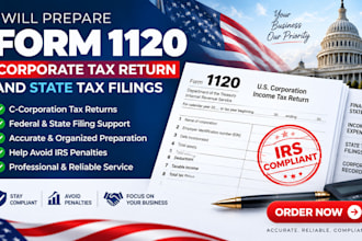 prepare form 1120 corporate tax return and state tax filings