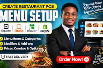 create restaurant pos menu items modifiers and categories