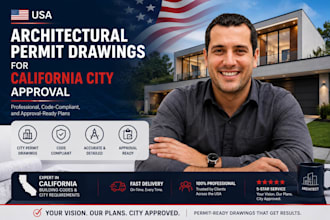draft architectural permit drawings for california city approval