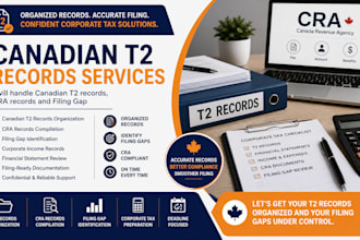 organize canadian t2 records for corporate filing, cra records and filing gap