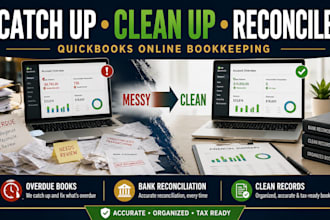 catch up overdue bookkeeping, clean up quickbooks online and reconcile accounts
