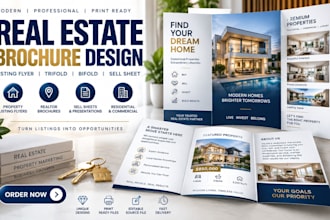 real estate brochure design, property listing flyer and realtor marketing