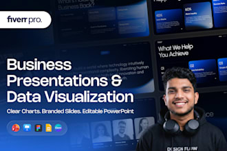 design business powerpoint presentation with charts and data visualization
