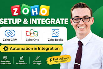 setup zoho CRM zoho one zoho books, automation and integration