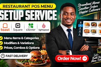 setup restaurant pos menu for toast square clover and lightspeed