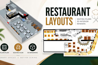 design small restaurant layouts with seating plans and 3d interior renders