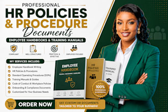 write an employee handbook with HR policies and training manuals