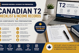 do t2 checklist, canadian company income records for corporate tax preparation
